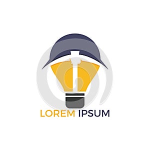 Pickaxe and Light bulb mining logo design.