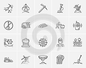 Mining industry sketch icon set.