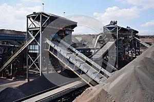 mining installation with conveyor belts, crushers, and other equipment