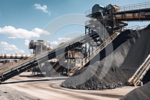 mining installation with conveyor belts, crushers, and other equipment