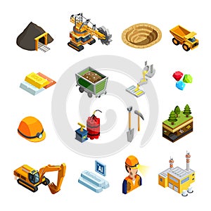 Mining Isometric Icons Set