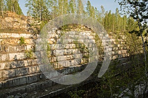 Mining of marble in an open way. an old marble quarry. Russia, Novosibirsk region.Iskitim