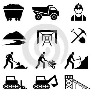 Mining and miner icon set photo