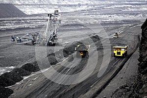 Mining, open coal field, rotary excavator