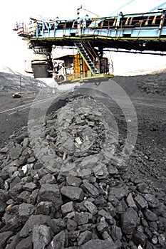 Mining, open coal field, rotary excavator