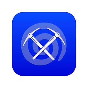 Mining pickaxe icon blue vector