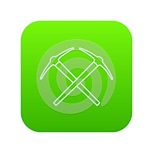 Mining pickaxe icon green vector
