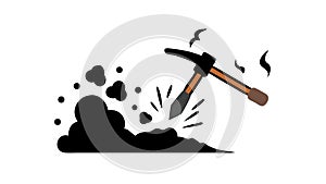 Mining pickaxe tool, for excavation and resource extraction, vector design Generative AI
