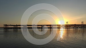 Mining pier known as the Tinto Dock  at sunset `Muelle del Tinto`. This is one of the remains left by the English in Huelva.