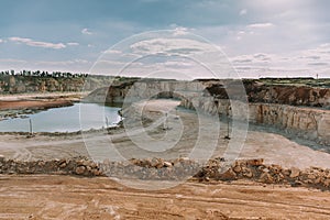 Mining quarry, panorama of industrial landscape