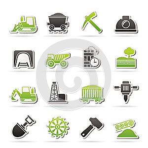 Mining and quarrying industry icons photo