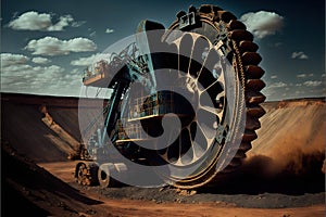 Mining reclaimer wheel bucket heavy machinery at coal industry career