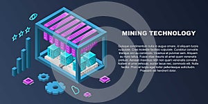 Mining technology concept banner, isometric style