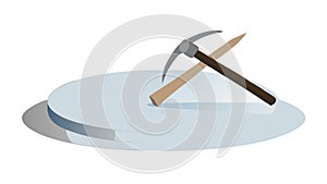 Mining tools pickaxe shovel excavation icon, vector design Generative AI