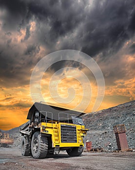 Mining truck on the opencast photo