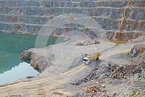 Mining truck in quarry