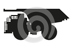 Mining truck silhouette. Heavy machinery for construction and mining