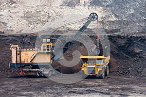 Mining truck unload coal