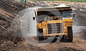 Mining truck unload coal