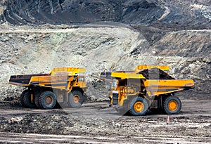 Mining truck unload coal photo