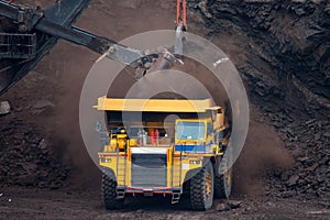 Mining truck unload coal