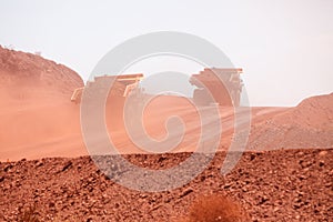 Mining truck working in iron ore mines