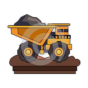 Mining vehicle machinery isolated sideview