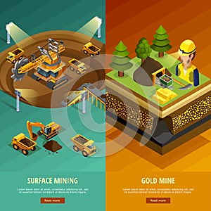 Mining Vertical Banners Set