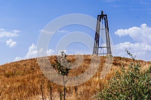 Mining well in the town of Barruelo de SantullÃÂ¡n, Palencia, Spain photo