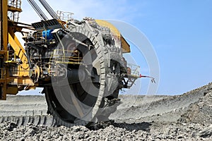 mining wheel in brown coal mine