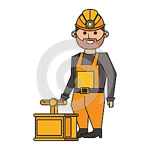 Mining worker with pick and tnt detonator