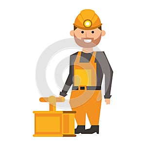 Mining worker with pick and tnt detonator