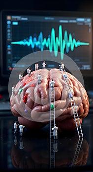 MiniScientistsWorkingonHumanBraininLabâNeuroscienceConceptIllustration