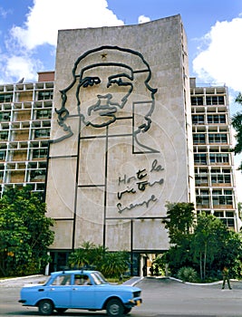 Ministry of the Interior building with Che guevara's portrait photo