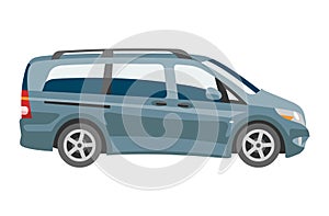 Minivan car vector van auto vehicle family minibus vehicle and automobile banner isolated citycar on white background photo