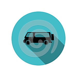 Minivan long shadow icon. Simple glyph, flat vector of transport icons for ui and ux, website or mobile application