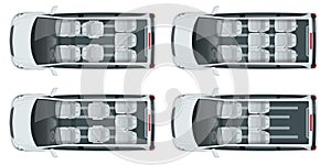 Minivan with Premium Touches, Passenger Van or Minivan Car vector template on white background. MPV, SUV, 5-door minivan photo