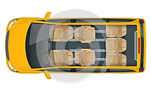 Minivan with Premium Touches, Passenger Van or Minivan Car vector template on white background. MPV, SUV, 5-door minivan