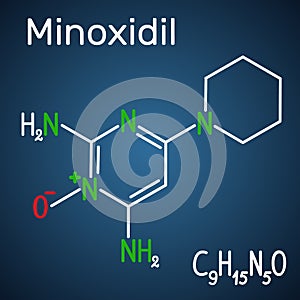 MinMinoxidil molecule. Structural chemical formula and molecule