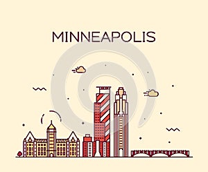 Minneapolis city skyline Minnesota USA vector city