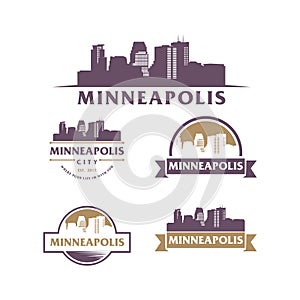 MINNEAPOLIS LOGO skyline and landmarks silhouette vector