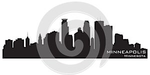 Minneapolis, Minnesota city skyline. Detailed vector silhouette