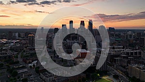 Minneapolis, Minnesota - Downtown Sunset Drone Timelapse