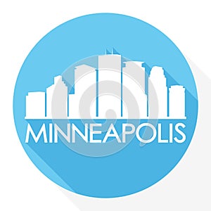 Minneapolis Minnesota United States Of America USA Round Icon Vector Art Flat Shadow Design Skyline City Silhouette Template Logo
