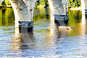 Minneapolis, MN, river and bridge near downtown