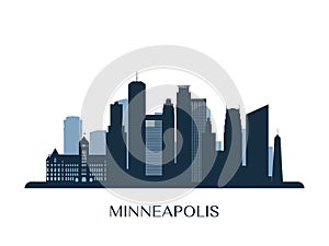 Minneapolis skyline, monochrome silhouette.
