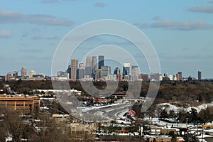 Minneapolis Skyline over Golden Valley During Winter