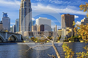 Minneapolis skyline, saint anthony falls