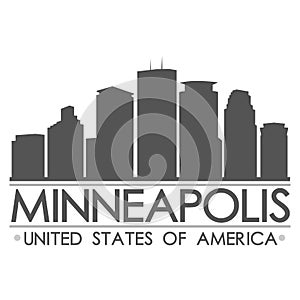 Minneapolis Skyline Silhouette Design City Vector Art