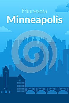 Minneapolis, USA famous city scape view background.